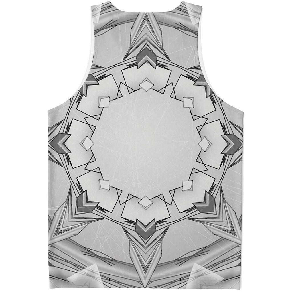 White Kaleidoscope Print Men's Tank Top