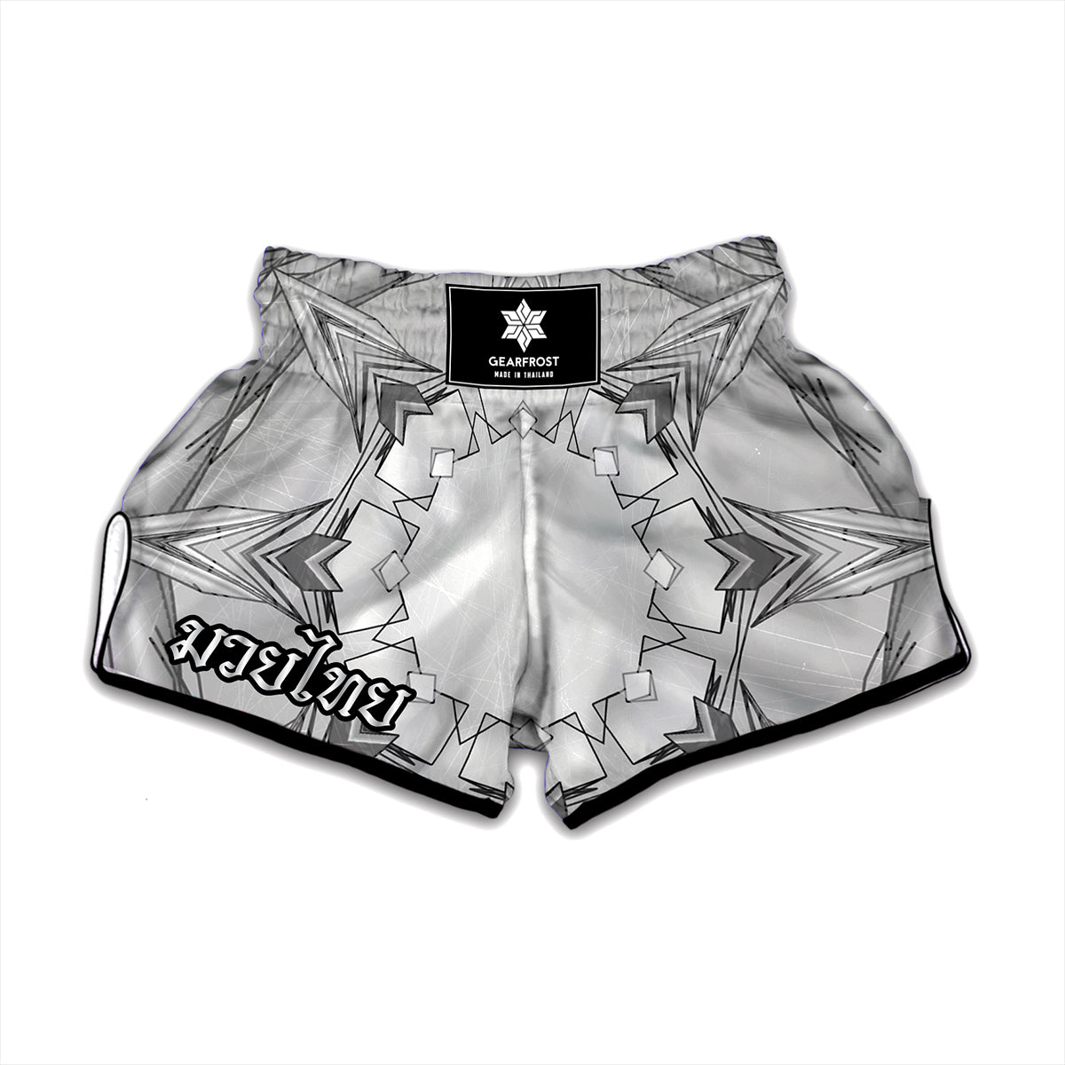 White Kaleidoscope Print Muay Thai Boxing Shorts