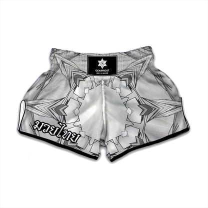 White Kaleidoscope Print Muay Thai Boxing Shorts
