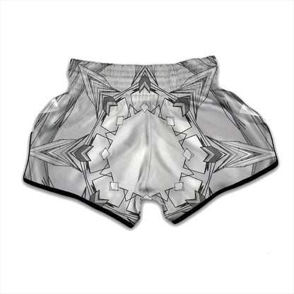 White Kaleidoscope Print Muay Thai Boxing Shorts