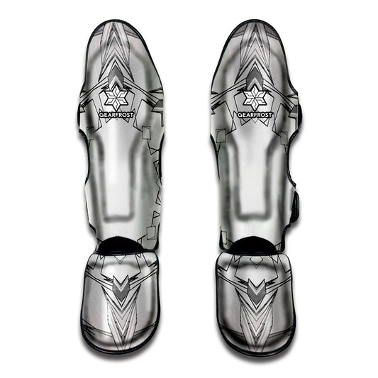 White Kaleidoscope Print Muay Thai Shin Guard