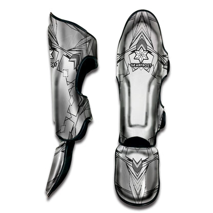 White Kaleidoscope Print Muay Thai Shin Guard
