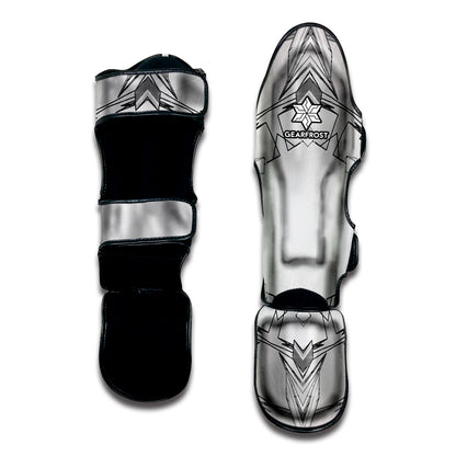 White Kaleidoscope Print Muay Thai Shin Guard