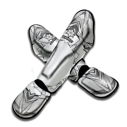White Kaleidoscope Print Muay Thai Shin Guard
