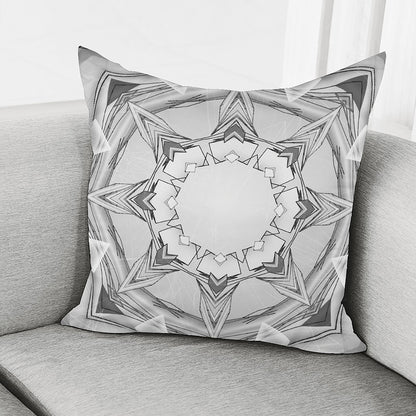 White Kaleidoscope Print Pillow Cover