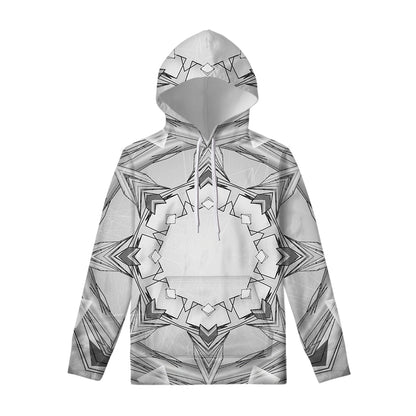 White Kaleidoscope Print Pullover Hoodie