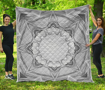 White Kaleidoscope Print Quilt
