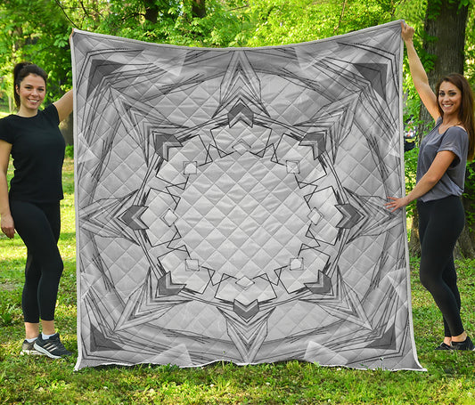 White Kaleidoscope Print Quilt