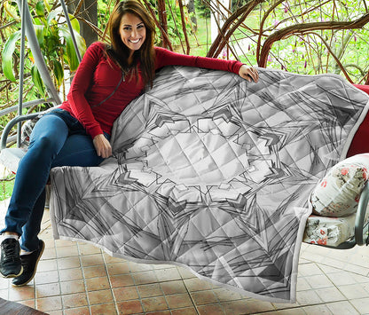 White Kaleidoscope Print Quilt