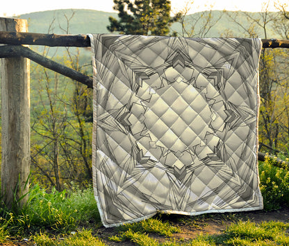 White Kaleidoscope Print Quilt