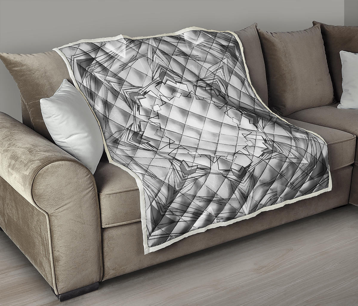 White Kaleidoscope Print Quilt