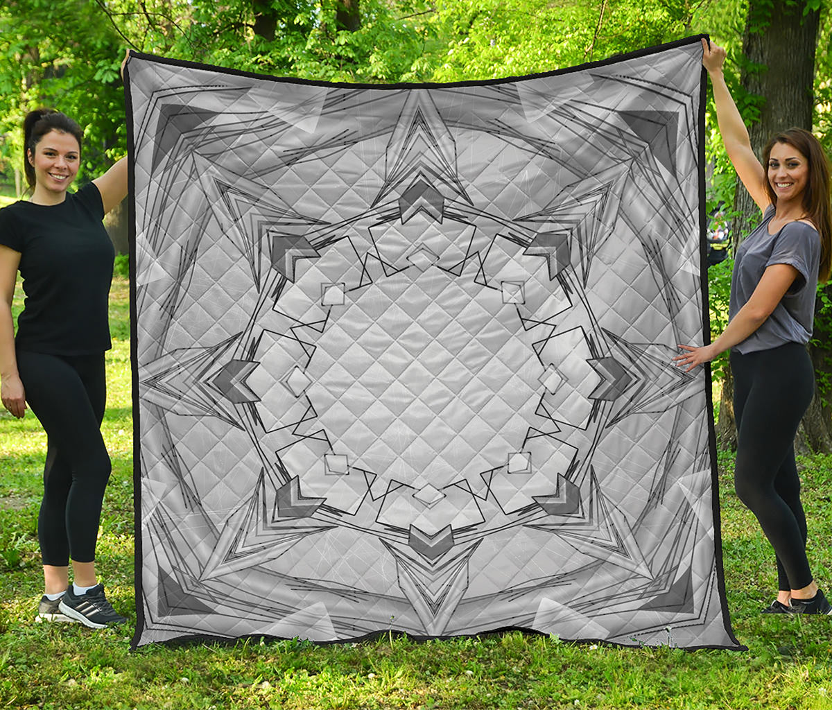 White Kaleidoscope Print Quilt