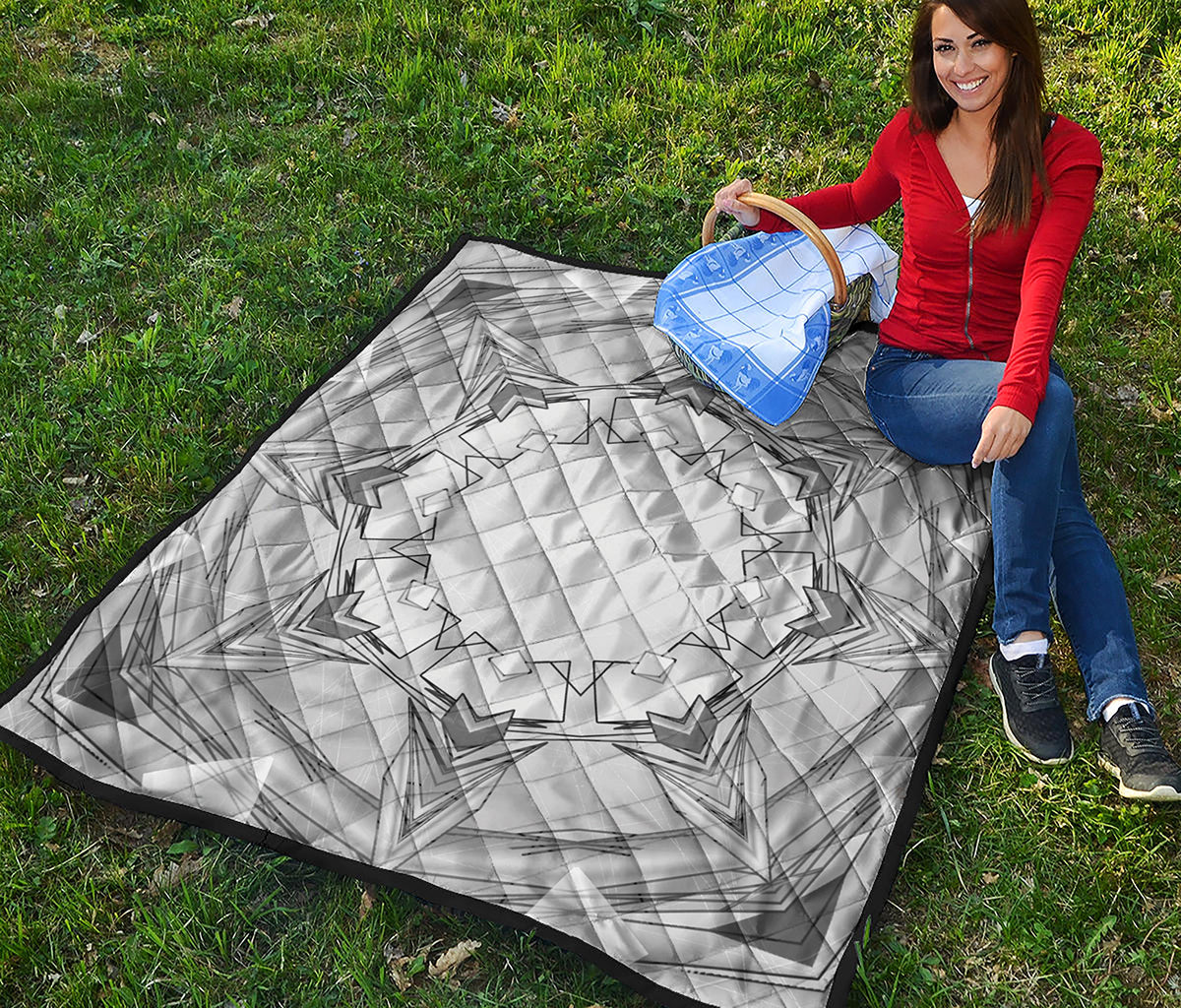 White Kaleidoscope Print Quilt