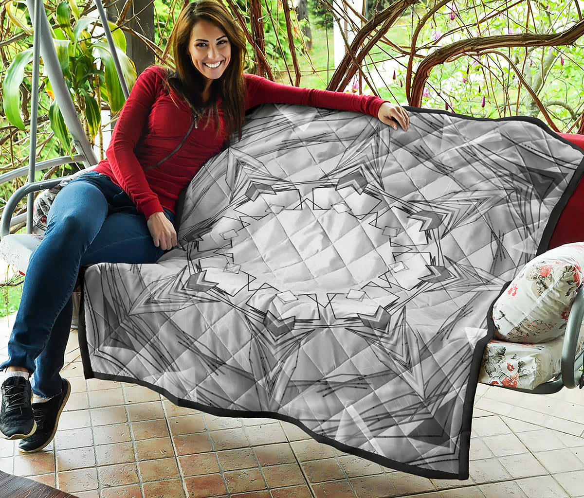 White Kaleidoscope Print Quilt