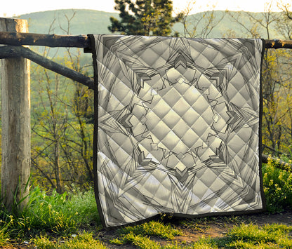 White Kaleidoscope Print Quilt