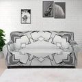 White Kaleidoscope Print Sofa Cover