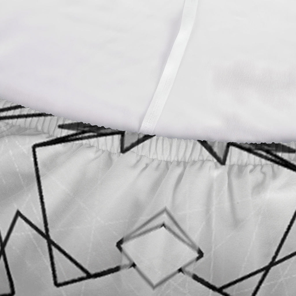 White Kaleidoscope Print Sofa Cover