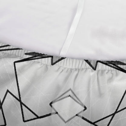 White Kaleidoscope Print Sofa Cover