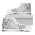 White Kaleidoscope Print White High Top Sneakers