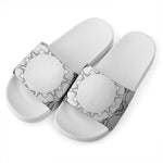 White Kaleidoscope Print White Slide Sandals