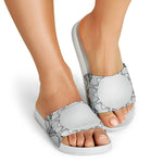 White Kaleidoscope Print White Slide Sandals