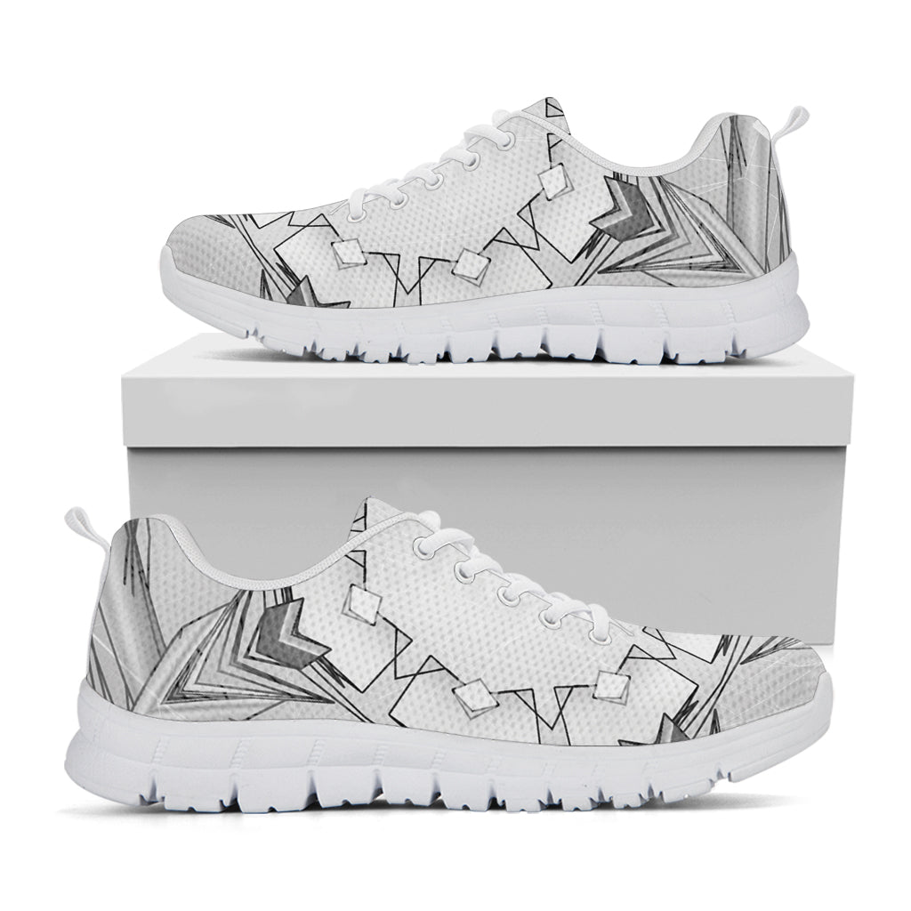 White Kaleidoscope Print White Sneakers
