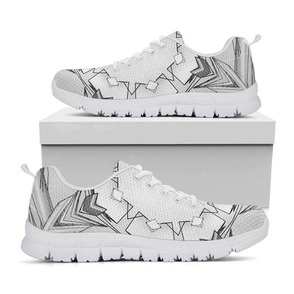 White Kaleidoscope Print White Sneakers