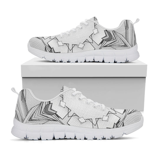 White Kaleidoscope Print White Sneakers