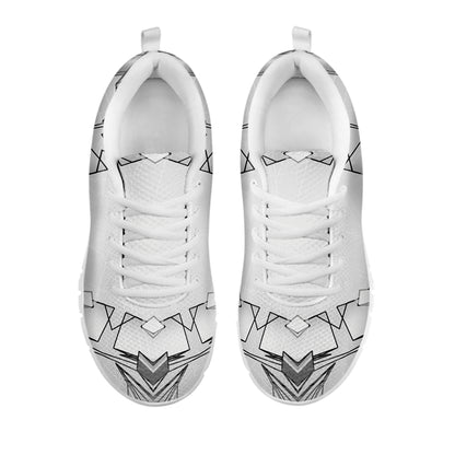 White Kaleidoscope Print White Sneakers