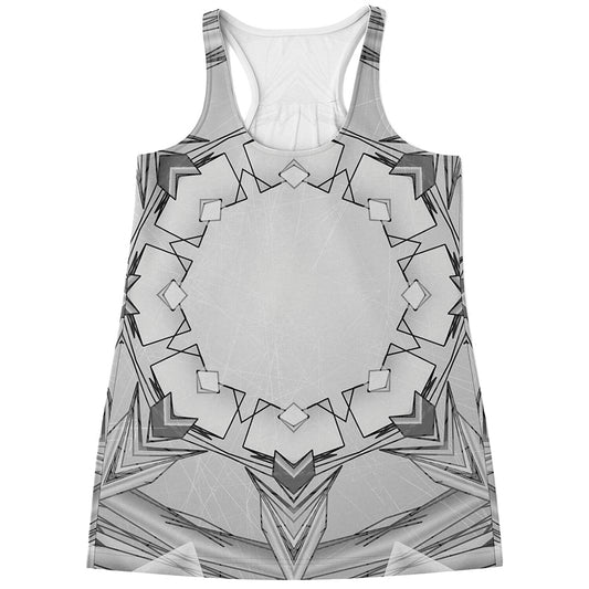 White Kaleidoscope Print Women's Racerback Tank Top