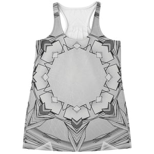 White Kaleidoscope Print Women's Racerback Tank Top