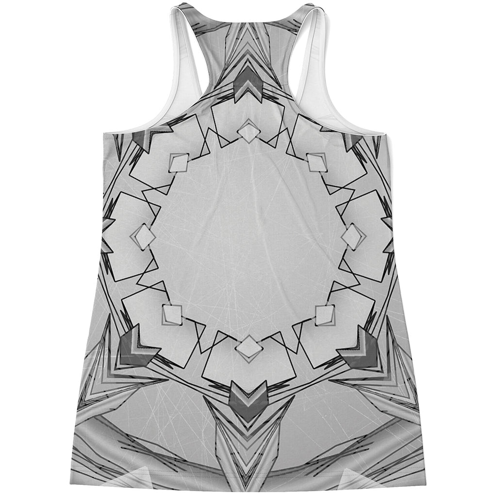 White Kaleidoscope Print Women's Racerback Tank Top