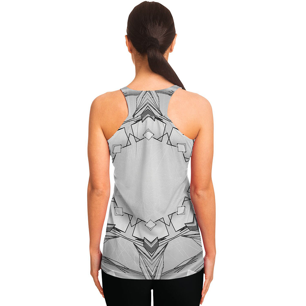 White Kaleidoscope Print Women's Racerback Tank Top