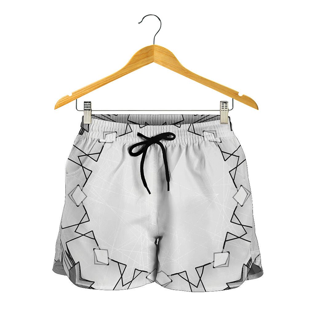 White Kaleidoscope Print Women's Shorts