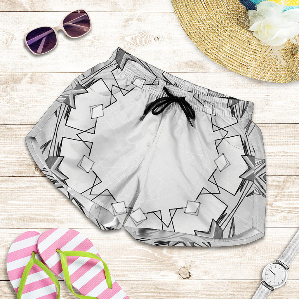 White Kaleidoscope Print Women's Shorts