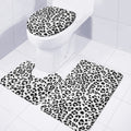 White Leopard Print 3 Piece Bath Mat Set