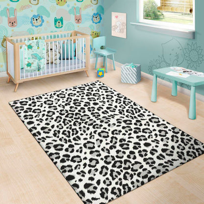 White Leopard Print Area Rug