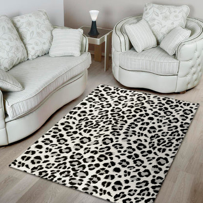 White Leopard Print Area Rug