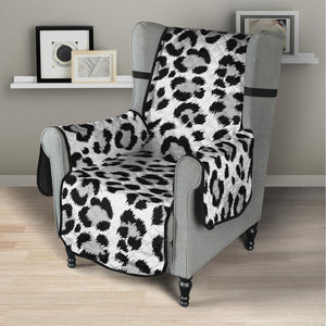 White Leopard Print Armchair Protector