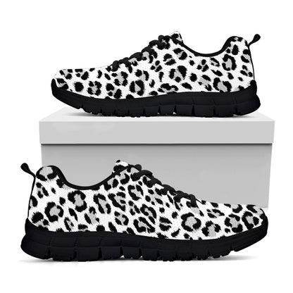 White Leopard Print Black Sneakers