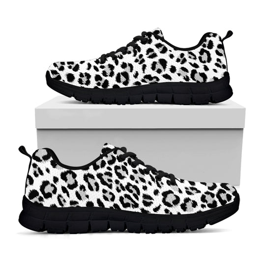 White Leopard Print Black Sneakers