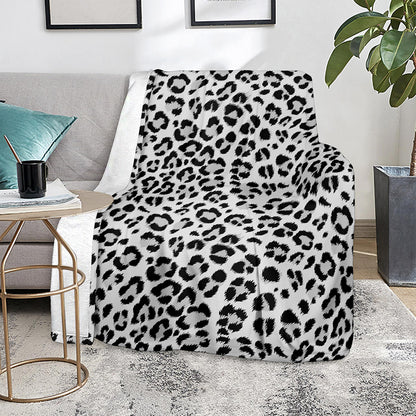 White Leopard Print Blanket