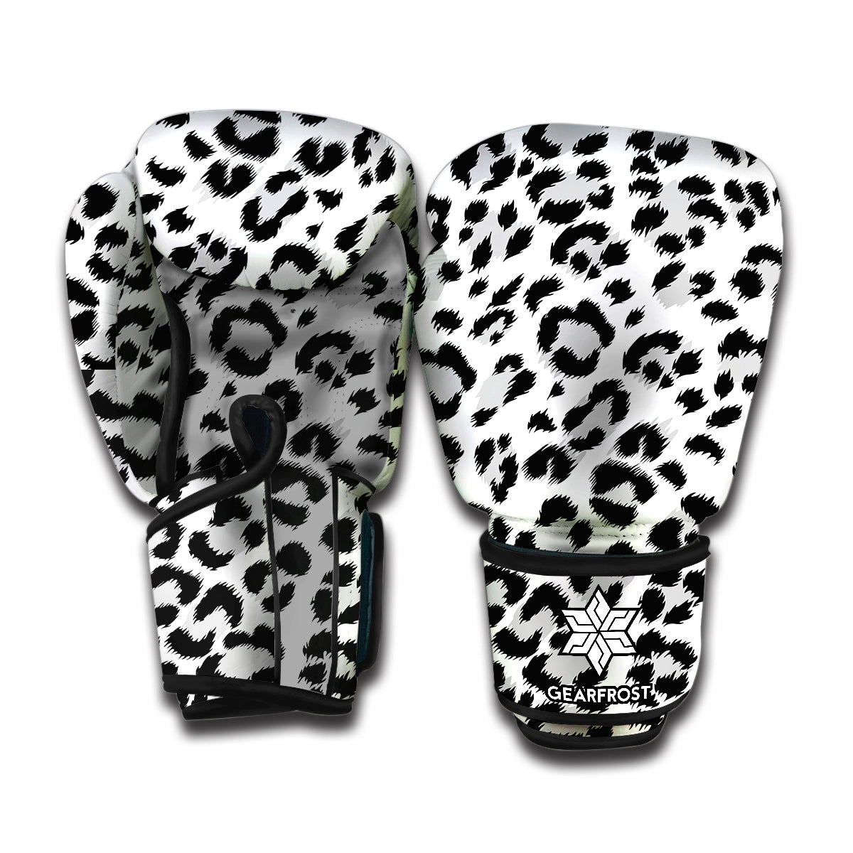 White Leopard Print Boxing Gloves