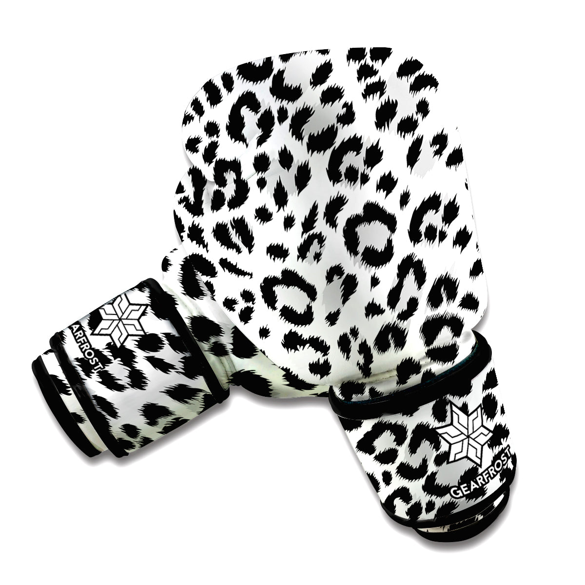 White Leopard Print Boxing Gloves
