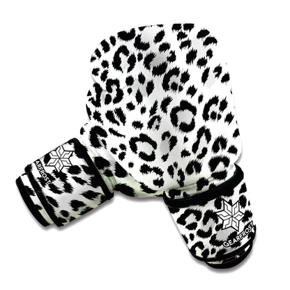 White Leopard Print Boxing Gloves