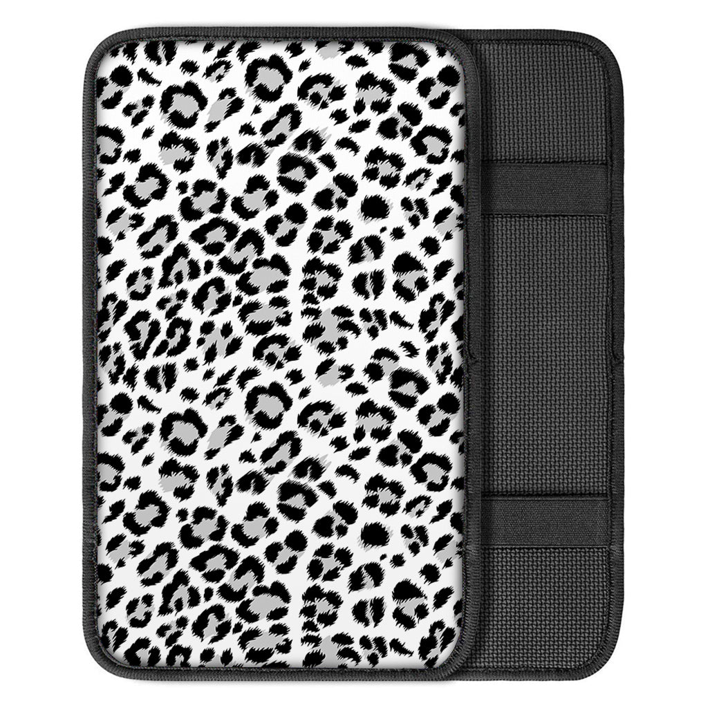 White Leopard Print Car Center Console Cover
