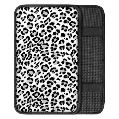 White Leopard Print Car Center Console Cover