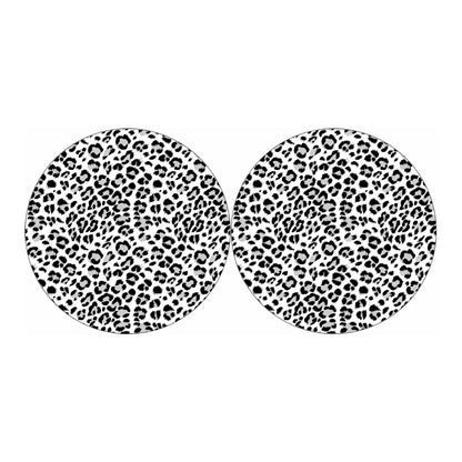 White Leopard Print Car Coasters
