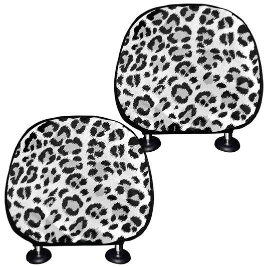 White Leopard Print Car Headrest Covers