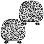 White Leopard Print Car Headrest Covers